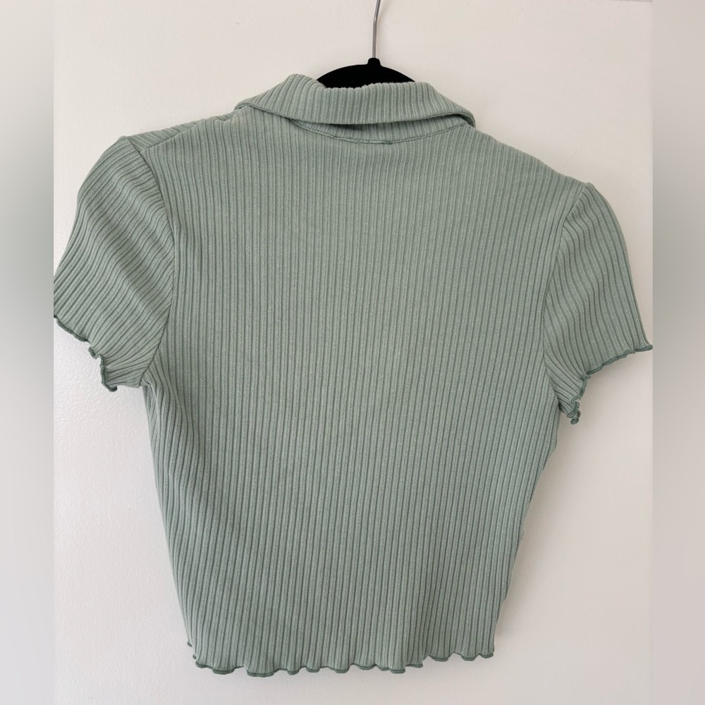 Reformation Sage Green Button Down Shirt - Picture 2 of 4
